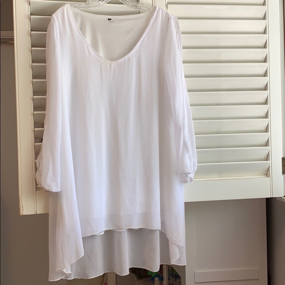 Bikini Cover Up Dress SLIP White Small Flowey